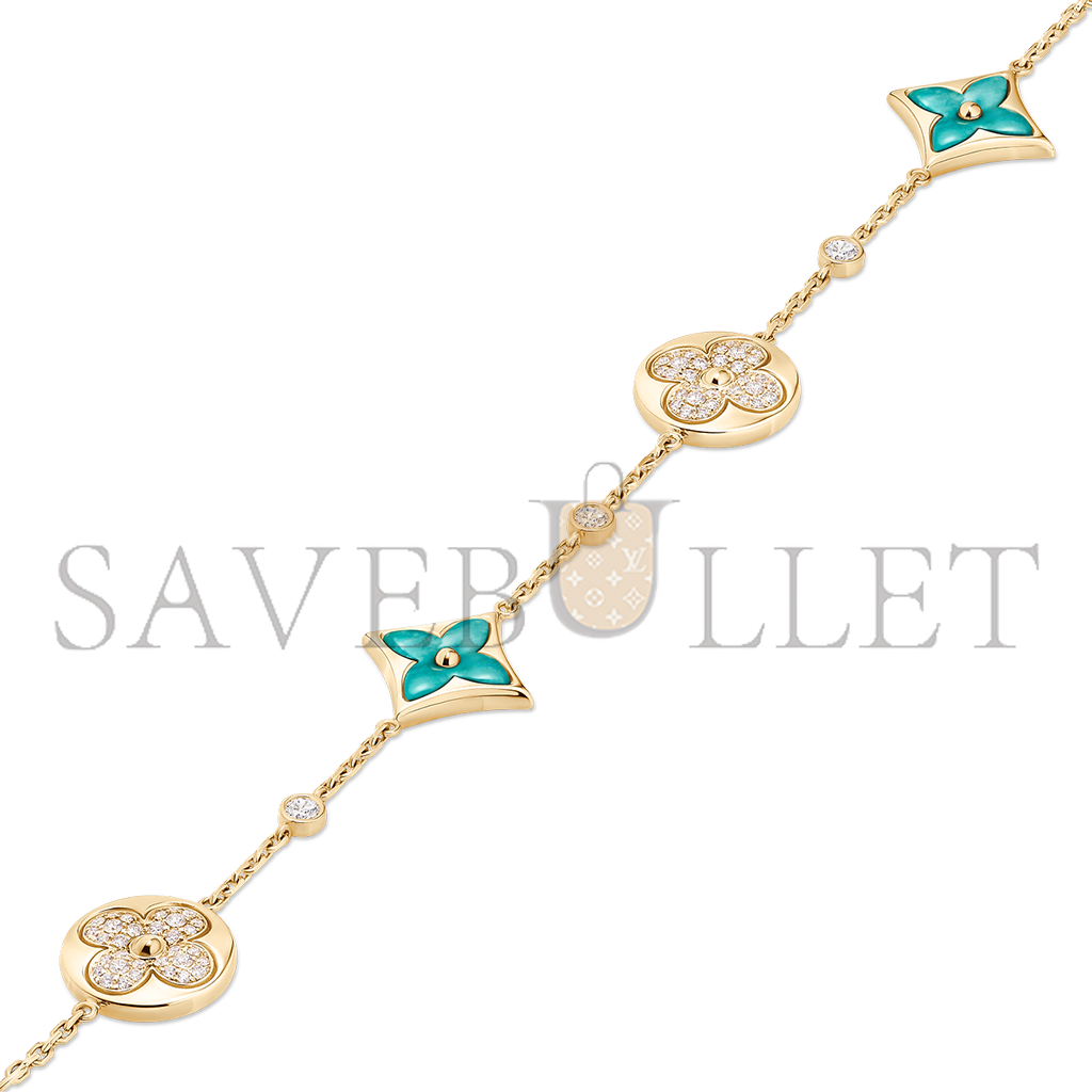 LOUIS VUITTON COLOUR BLOSSOM BB MULTI-PATTERN BRACELET, YELLOW GOLD, AMAZONITE AND DIAMONDS Q05979